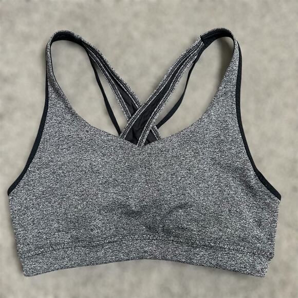 Athleta Transcendence Sports Bra SMALL Gray Black Crisscross Athletic Workout - Picture 3 of 8